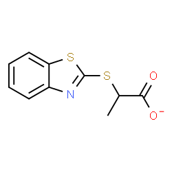 ChemSpider 2D Image | 2-(1,3-Benzothiazol-2-ylsulfanyl)propanoate | C10H8NO2S2