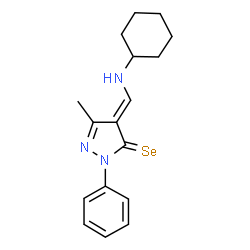 ChemSpider 2D Image | (4E)-4-[(Cyclohexylamino)methylene]-5-methyl-2-phenyl-2,4-dihydro-3H-pyrazole-3-selone | C17H21N3Se
