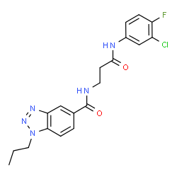ChemSpider 2D Image | N-{3-[(3-Chloro-4-fluorophenyl)amino]-3-oxopropyl}-1-propyl-1H-benzotriazole-5-carboxamide | C19H19ClFN5O2