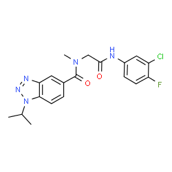 ChemSpider 2D Image | N-{2-[(3-Chloro-4-fluorophenyl)amino]-2-oxoethyl}-1-isopropyl-N-methyl-1H-benzotriazole-5-carboxamide | C19H19ClFN5O2