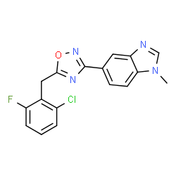 ChemSpider 2D Image | 5-[5-(2-Chloro-6-fluorobenzyl)-1,2,4-oxadiazol-3-yl]-1-methyl-1H-benzimidazole | C17H12ClFN4O