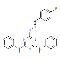 ChemSpider 2D Image | 6-[2-(4-Fluorobenzylidene)hydrazino]-N,N'-diphenyl-1,3,5-triazine-2,4-diamine | C22H18FN7