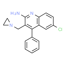 ChemSpider 2D Image | 3-(1-Aziridinylmethyl)-6-chloro-4-phenyl-2-quinolinamine | C18H16ClN3