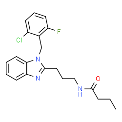 ChemSpider 2D Image | N-{3-[1-(2-Chloro-6-fluorobenzyl)-1H-benzimidazol-2-yl]propyl}butanamide | C21H23ClFN3O