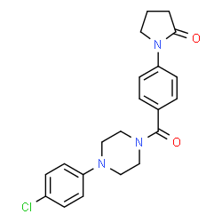 ChemSpider 2D Image | 1-(4-{[4-(4-Chlorophenyl)-1-piperazinyl]carbonyl}phenyl)-2-pyrrolidinone | C21H22ClN3O2