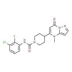 ChemSpider 2D Image | N-(3-Chloro-2-fluorophenyl)-4-(4-methyl-7-oxo-4,7-dihydropyrazolo[1,5-a]pyrimidin-5-yl)-1-piperidinecarboxamide | C19H19ClFN5O2