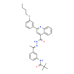 ChemSpider 2D Image | N-[3-(N-{[2-(3-Butoxyphenyl)-4-quinolinyl]carbonyl}ethanehydrazonoyl)phenyl]-2,2-dimethylpropanamide | C33H36N4O3