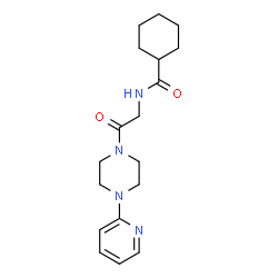 ChemSpider 2D Image | N-{2-Oxo-2-[4-(2-pyridinyl)-1-piperazinyl]ethyl}cyclohexanecarboxamide | C18H26N4O2