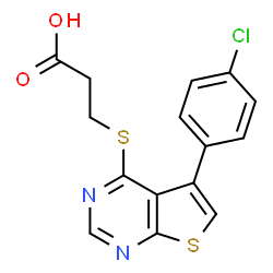 ChemSpider 2D Image | 3-{[5-(4-Chlorophenyl)thieno[2,3-d]pyrimidin-4-yl]sulfanyl}propanoic acid | C15H11ClN2O2S2