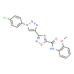 ChemSpider 2D Image | 3-[1-(4-Chlorophenyl)-1H-1,2,3-triazol-4-yl]-N-(2-methoxyphenyl)-1,2,4-oxadiazole-5-carboxamide | C18H13ClN6O3