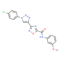ChemSpider 2D Image | 3-[1-(4-Chlorophenyl)-1H-1,2,3-triazol-4-yl]-N-(3-methoxyphenyl)-1,2,4-oxadiazole-5-carboxamide | C18H13ClN6O3