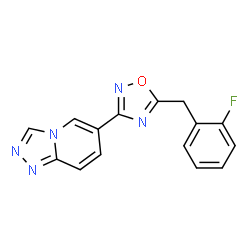 ChemSpider 2D Image | 6-[5-(2-Fluorobenzyl)-1,2,4-oxadiazol-3-yl][1,2,4]triazolo[4,3-a]pyridine | C15H10FN5O