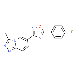 ChemSpider 2D Image | 6-[5-(4-Fluorophenyl)-1,2,4-oxadiazol-3-yl]-3-methyl[1,2,4]triazolo[4,3-a]pyridine | C15H10FN5O