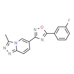 ChemSpider 2D Image | 6-[5-(3-Fluorophenyl)-1,2,4-oxadiazol-3-yl]-3-methyl[1,2,4]triazolo[4,3-a]pyridine | C15H10FN5O
