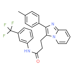 ChemSpider 2D Image | 3-[2-(4-Methylphenyl)imidazo[1,2-a]pyridin-3-yl]-N-[3-(trifluoromethyl)phenyl]propanamide | C24H20F3N3O