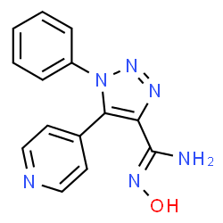 ChemSpider 2D Image | N-Hydroxy-1-phenyl-5-(4-pyridinyl)-1H-1,2,3-triazole-4-carboximidamide | C14H12N6O