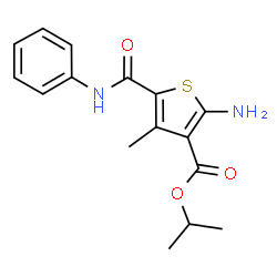 ChemSpider 2D Image | Isopropyl 2-amino-4-methyl-5-(phenylcarbamoyl)-3-thiophenecarboxylate | C16H18N2O3S