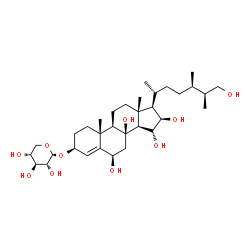 ChemSpider 2D Image | (3beta,6beta,15alpha,16beta,24R,25S)-6,8,15,16,26-Pentahydroxyergost-4-en-3-yl beta-D-xylopyranoside | C33H56O10
