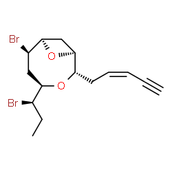ChemSpider 2D Image | (1S,2S,4R,6R,7R)-6-Bromo-4-[(1R)-1-bromopropyl]-2-[(2Z)-2-penten-4-yn-1-yl]-3,8-dioxabicyclo[5.1.1]nonane | C15H20Br2O2