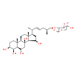ChemSpider 2D Image | (3beta,4beta,5alpha,6alpha,15beta,22E,25S)-3,4,6,8,15-Pentahydroxycholest-22-en-27-yl 3-O-methylpentopyranoside | C33H56O10