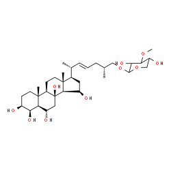 ChemSpider 2D Image | (3beta,4beta,5alpha,6alpha,15beta,22E,25R)-3,4,6,8,15-Pentahydroxycholest-22-en-27-yl 3-O-methylpentopyranoside | C33H56O10