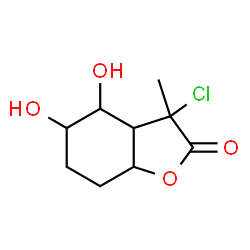 ChemSpider 2D Image | 3-Chloro-4,5-dihydroxy-3-methylhexahydro-1-benzofuran-2(3H)-one | C9H13ClO4
