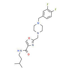 ChemSpider 2D Image | 2-{[4-(3,4-Difluorobenzyl)-1-piperazinyl]methyl}-N-(3-methylbutyl)-1,3-oxazole-4-carboxamide | C21H28F2N4O2