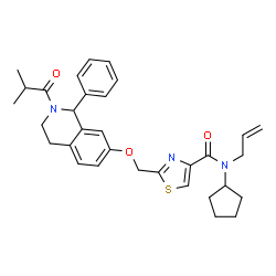 ChemSpider 2D Image | N-Allyl-N-cyclopentyl-2-{[(2-isobutyryl-1-phenyl-1,2,3,4-tetrahydro-7-isoquinolinyl)oxy]methyl}-1,3-thiazole-4-carboxamide | C32H37N3O3S