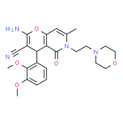 ChemSpider 2D Image | 2-amino-4-(2,3-dimethoxyphenyl)-7-methyl-6-[2-(morpholin-4-yl)ethyl]-5-oxo-4H-pyrano[3,2-c]pyridine-3-carbonitrile | C24H28N4O5