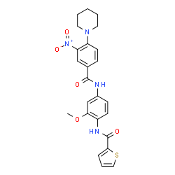 ChemSpider 2D Image | N-(2-Methoxy-4-{[3-nitro-4-(1-piperidinyl)benzoyl]amino}phenyl)-2-thiophenecarboxamide | C24H24N4O5S