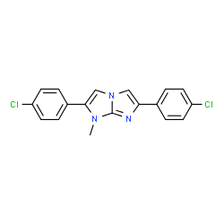 ChemSpider 2D Image | 2,6-Bis(4-chlorophenyl)-1-methyl-1H-imidazo[1,2-a]imidazole | C18H13Cl2N3