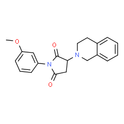 ChemSpider 2D Image | 3-(3,4-Dihydro-2(1H)-isoquinolinyl)-1-(3-methoxyphenyl)-2,5-pyrrolidinedione | C20H20N2O3