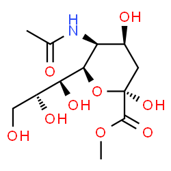 ChemSpider 2D Image | Methyl (6R)-5-acetamido-3,5-dideoxy-6-[(1R,2R)-1,2,3-trihydroxypropyl]-beta-D-erythro-hex-2-ulopyranosonate | C12H21NO9