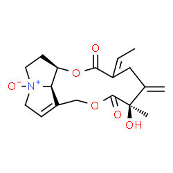 ChemSpider 2D Image | (6R,14aR,14bR)-3-Ethylidene-6-hydroxy-6-methyl-5-methylene-3,4,5,6,9,11,13,14,14a,14b-decahydro[1,6]dioxacyclododecino[2,3,4-gh]pyrrolizine-2,7-dione 12-oxide | C18H23NO6