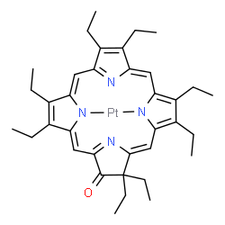 ChemSpider 2D Image | [3,3,7,8,12,13,17,18-Octaethyl-2(3H)-porphyrinonato(2-)-kappa~2~N,N']platinum | C36H44N4OPt