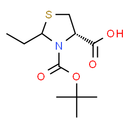 ChemSpider 2D Image | (4S)-2-Ethyl-3-{[(2-methyl-2-propanyl)oxy]carbonyl}-1,3-thiazolidine-4-carboxylic acid | C11H19NO4S