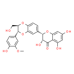 ChemSpider 2D Image | (2S,3R)-3,5,7-Trihydroxy-2-[(2R,3R)-3-(4-hydroxy-3-methoxyphenyl)-2-(hydroxymethyl)-2,3-dihydro-1,4-benzodioxin-6-yl]-2,3-dihydro-4H-chromen-4-one | C25H22O10
