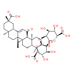 ChemSpider 2D Image | (3beta,9beta,18alpha)-30-Hydroxy-11,30-dioxoolean-12-en-3-yl 2-O-beta-D-mannopyranuronosyl-alpha-D-mannopyranosiduronic acid | C42H62O16