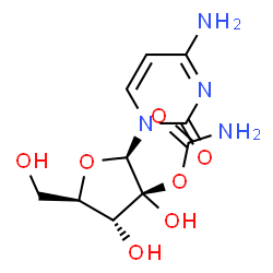 ChemSpider 2D Image | (2R,3S,4R,5R)-2-(4-Amino-2-oxo-1(2H)-pyrimidinyl)-3,4-dihydroxy-5-(hydroxymethyl)tetrahydro-3-furanyl carbamate | C10H14N4O7