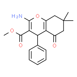 ChemSpider 2D Image | Methyl 2-amino-7,7-dimethyl-5-oxo-4-phenyl-5,6,7,8-tetrahydro-4H-chromene-3-carboxylate | C19H21NO4