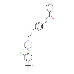 ChemSpider 2D Image | 3-[4-(2-{4-[3-Chloro-5-(trifluoromethyl)-2-pyridinyl]-1-piperazinyl}ethoxy)phenyl]-1-phenyl-2-propen-1-one | C27H25ClF3N3O2