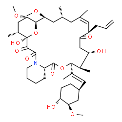 ChemSpider 2D Image | (1R,9S,12S,13R,14S,17R,18Z,21R,23S,24R,25S,27R)-17-Allyl-1,14-dihydroxy-12-{(1E)-1-[(1R,3R,4R)-4-hydroxy-3-methoxycyclohexyl]-1-propen-2-yl}-23,25-dimethoxy-13,19,21,27-tetramethyl-11,28-dioxa-4-azatr
icyclo[22.3.1.0~4,9~]octacos-18-ene-2,3,10,16-tetrone | C44H69NO12