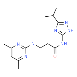 ChemSpider 2D Image | N~3~-(4,6-Dimethyl-2-pyrimidinyl)-N-(3-isopropyl-1H-1,2,4-triazol-5-yl)-beta-alaninamide | C14H21N7O