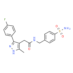 ChemSpider 2D Image | 2-[3-(4-Fluorophenyl)-5-methyl-1H-pyrazol-4-yl]-N-(4-sulfamoylbenzyl)acetamide | C19H19FN4O3S