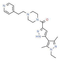 ChemSpider 2D Image | (1'-Ethyl-3',5'-dimethyl-1'H,2H-3,4'-bipyrazol-5-yl){4-[2-(4-pyridinyl)ethyl]-1-piperazinyl}methanone | C22H29N7O