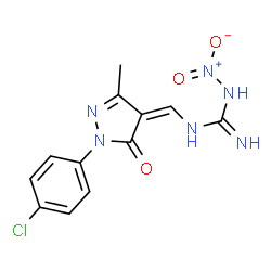 ChemSpider 2D Image | 1-{(Z)-[1-(4-Chlorophenyl)-3-methyl-5-oxo-1,5-dihydro-4H-pyrazol-4-ylidene]methyl}-3-nitroguanidine | C12H11ClN6O3