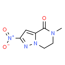 ChemSpider 2D Image | 5-Methyl-2-nitro-6,7-dihydropyrazolo[1,5-a]pyrazin-4(5H)-one | C7H8N4O3