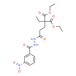 ChemSpider 2D Image | Diethyl ethyl{3-[2-(3-nitrobenzoyl)hydrazino]-3-oxopropyl}malonate | C19H25N3O8