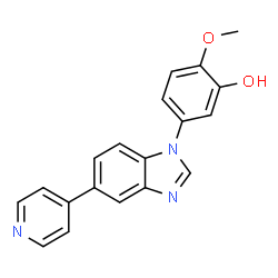 ChemSpider 2D Image | 2-Methoxy-5-[5-(4-pyridinyl)-1H-benzimidazol-1-yl]phenol | C19H15N3O2