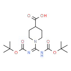 ChemSpider 2D Image | 1-(N,N'-Bis{[(2-methyl-2-propanyl)oxy]carbonyl}carbamimidoyl)-4-piperidinecarboxylic acid | C17H29N3O6